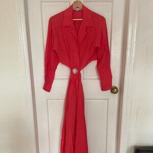 Pink Cut Out Long Sleeve Dress